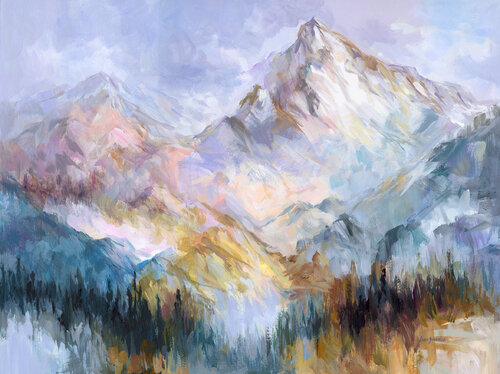 Colorful Mountain Impressions by Leon Devenice, Painting for Sale on Select