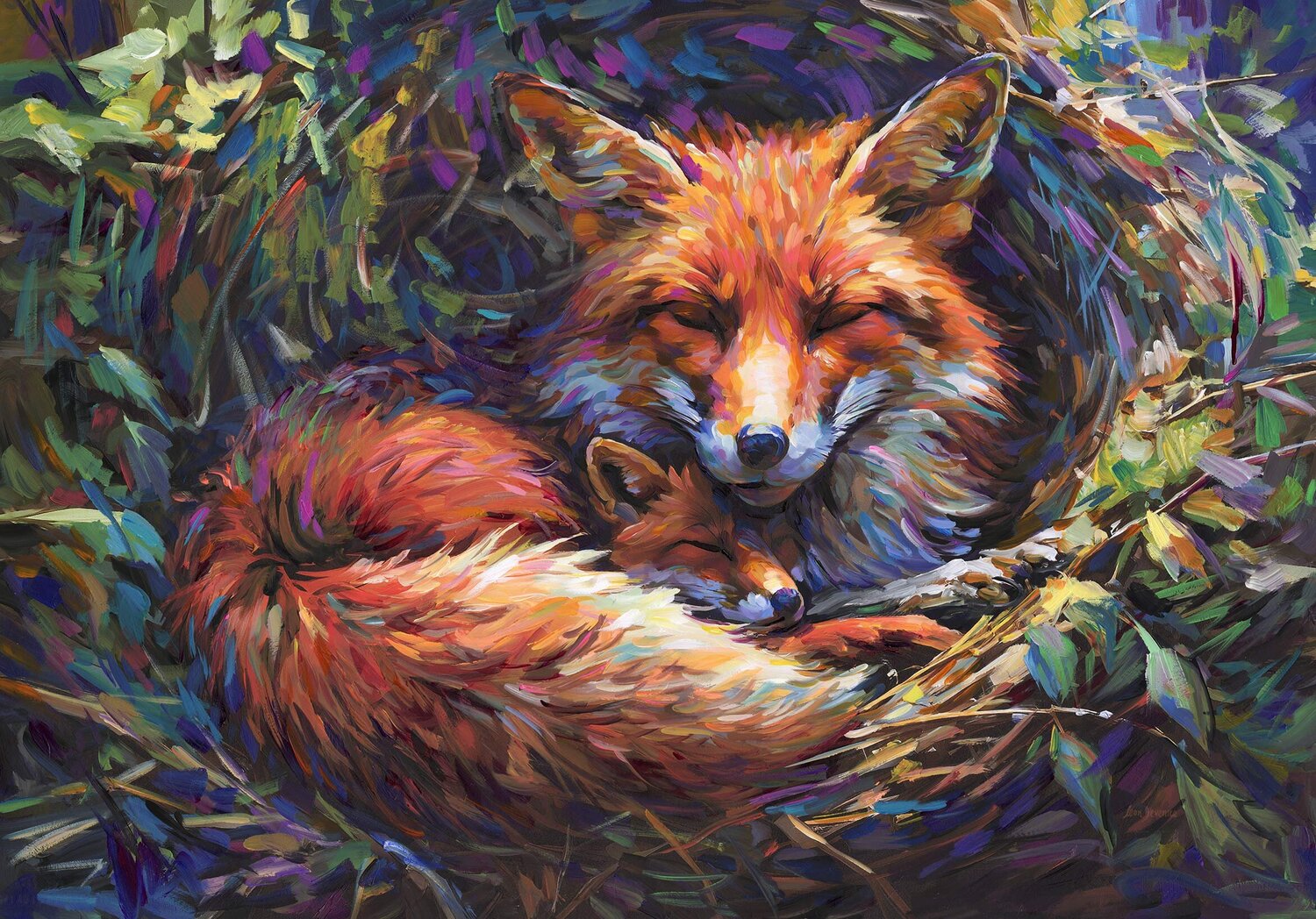 Nestled in Warmth Leon Devenice Original painting for sale
