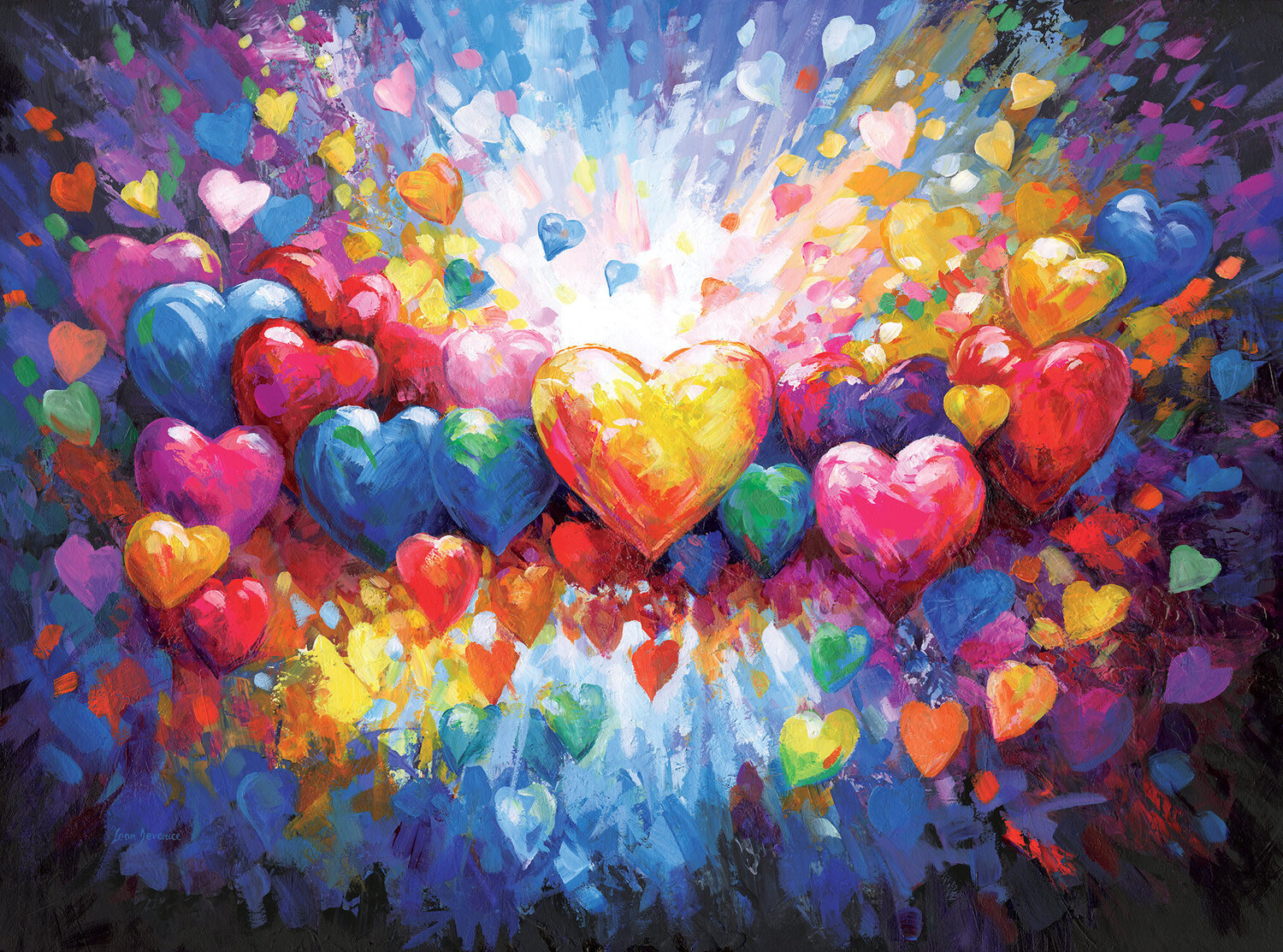 A thousand hearts for you Leon Devenice Original painting for sale