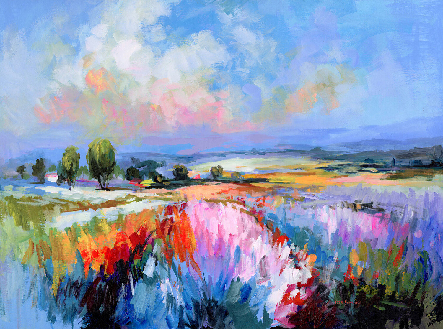 Tuscan Countryside Bloom Leon Devenice Original painting for sale