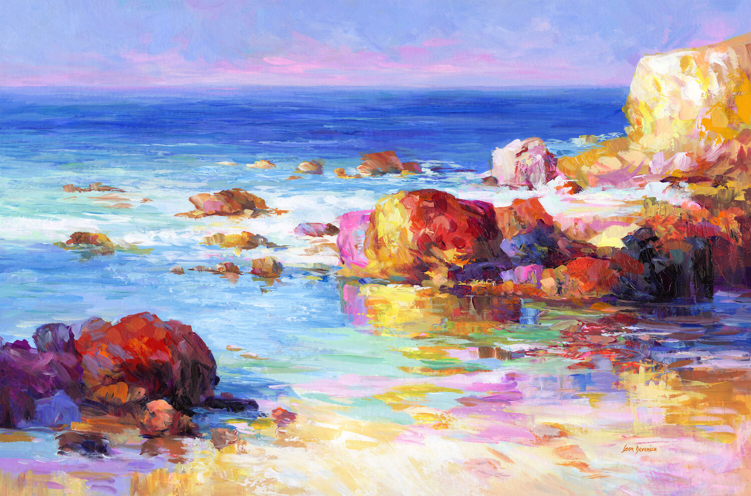 Romantic Seascape Impressions Leon Devenice Original painting for sale