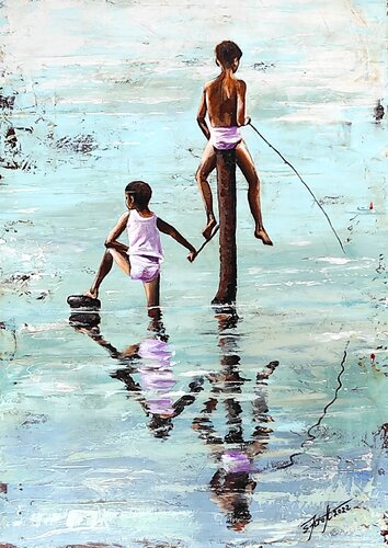 "FISHERMEN BROTHERS" by Elena Kraft, Painting for Sale on Select
