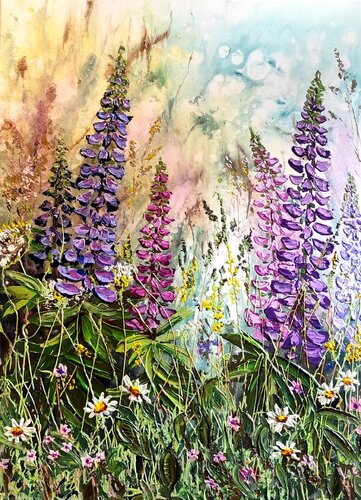 "Lupins" by Elena Kraft, Painting for Sale on Select