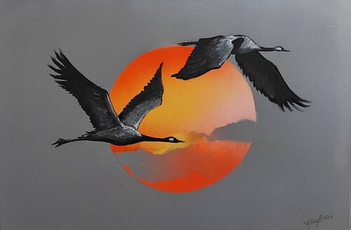 "On the Wings of the Sunset" by Elena Kraft, Painting for Sale on Select