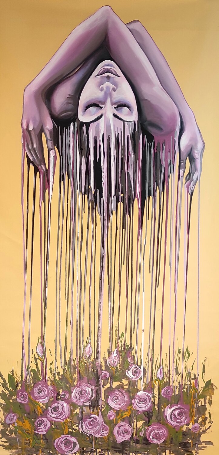 "MY SOUL WILL BLOOM IN YOUR EMBRACE" Elena Kraft Original painting for sale