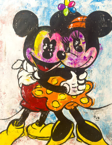 The Happy couple feat Mickey and Minnie Mouse - Simple Series by Carlos Pun, Painting for Sale on Select