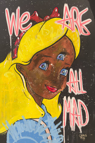 We are all mad - Afro American Alice by Carlos Pun, Painting for Sale on Select