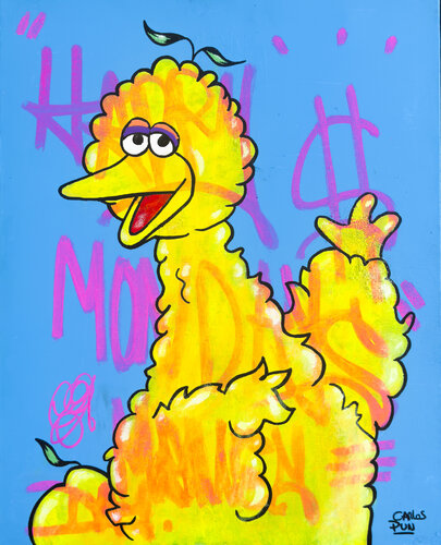Happy Mondays Money feat big bird Sesame Street by Carlos Pun, Painting for Sale on Select
