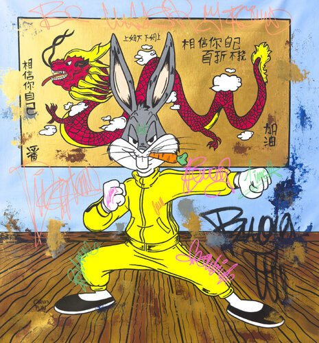 Bugs Bunny as Bruce lee in unleash the power within by Carlos Pun, Painting for Sale on Select