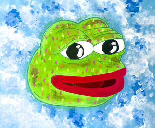 all time high pepe meme coin by Carlos Pun, Painting for Sale on Select