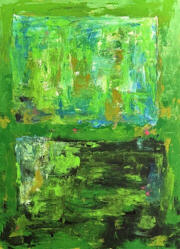 The grass is greener here abstraction by Carlos Pun, Painting for Sale on Select