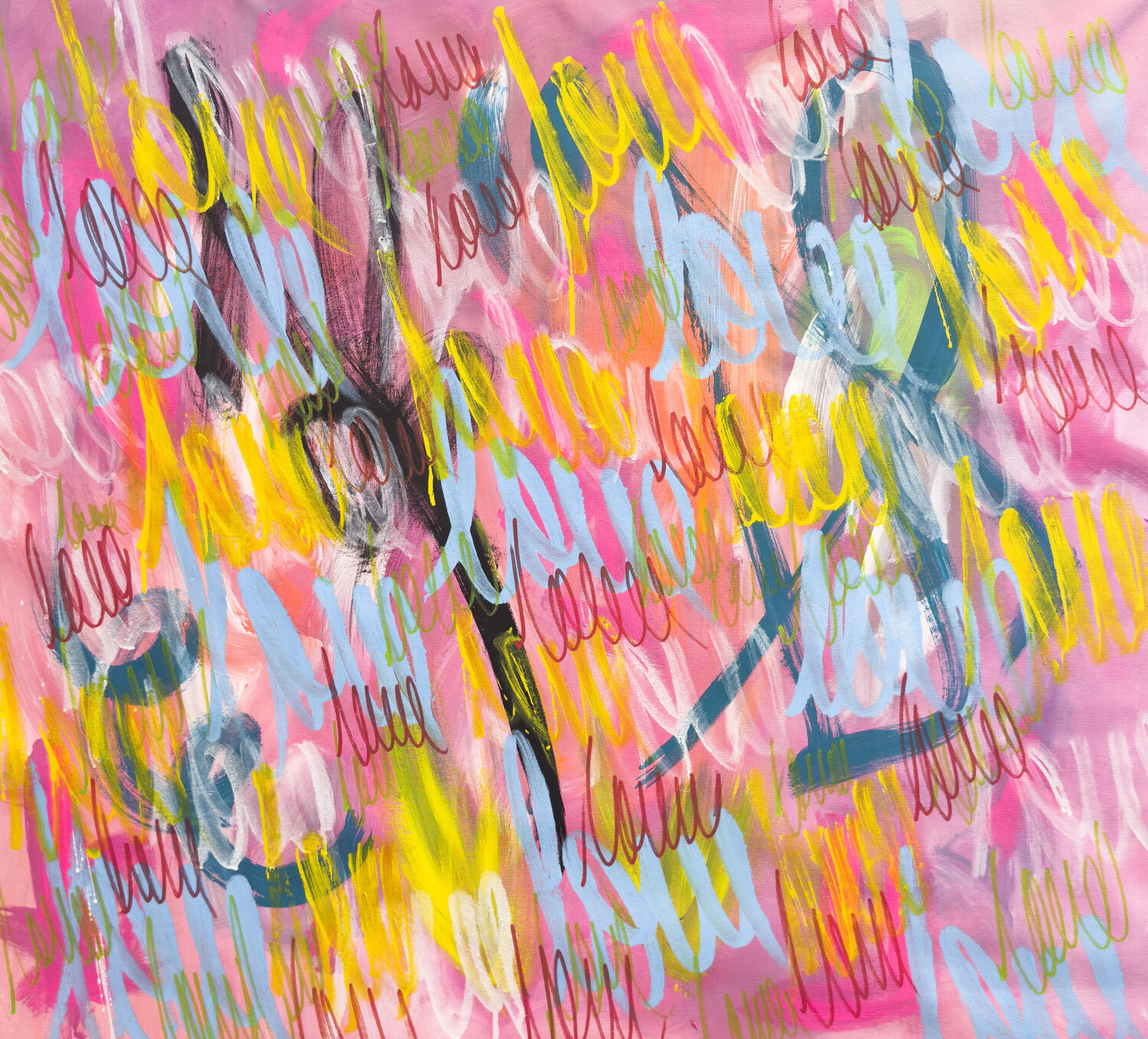 love for lovers - abstract over pink Carlos Pun Original painting for sale