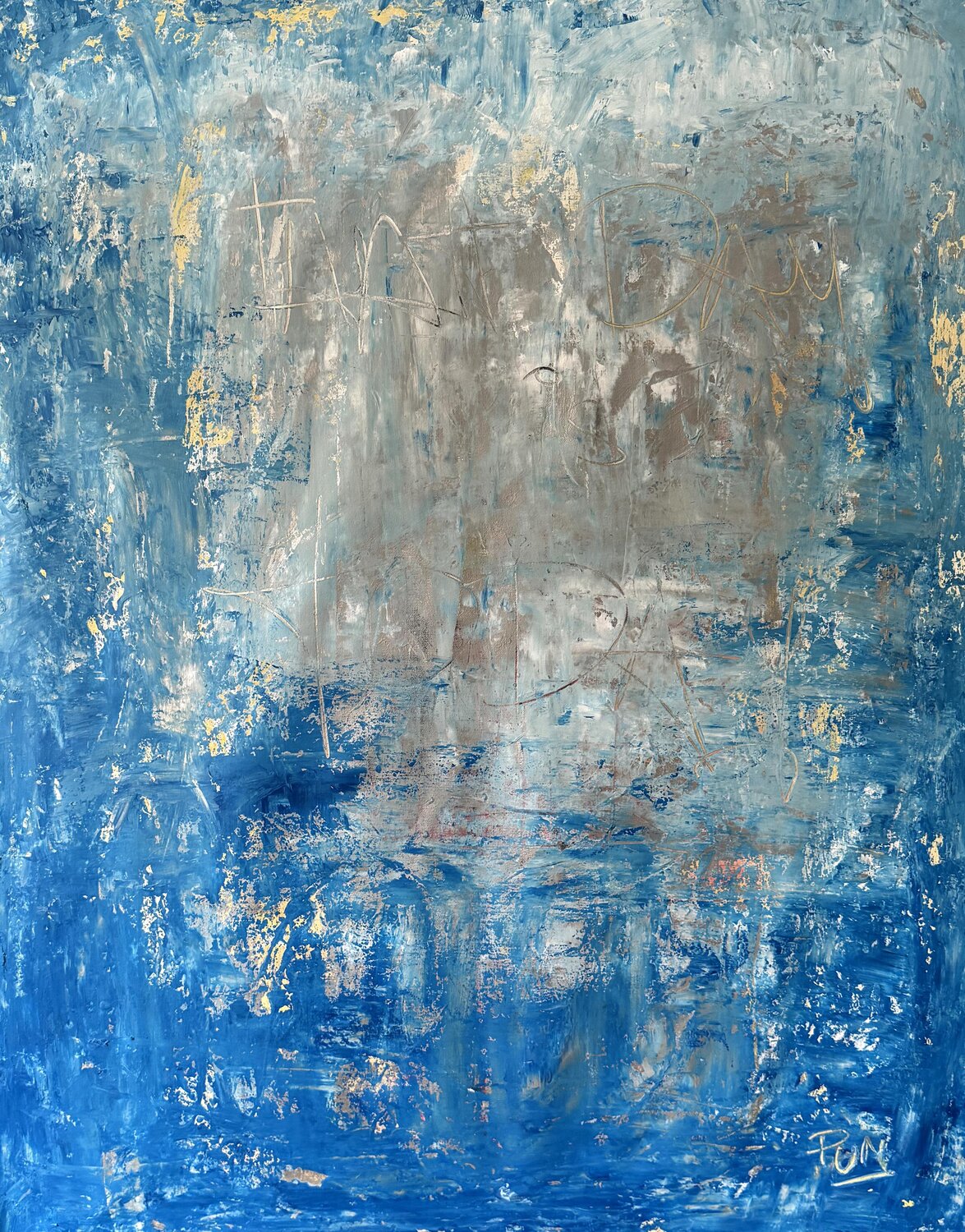 that day is today blue abstraction Carlos Pun Original painting for sale