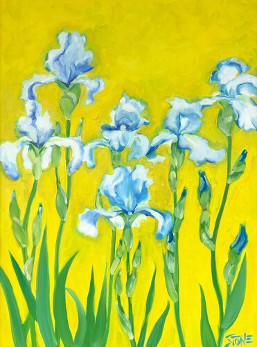 Six Blue Iris by Bill Stone, Painting for Sale on Select
