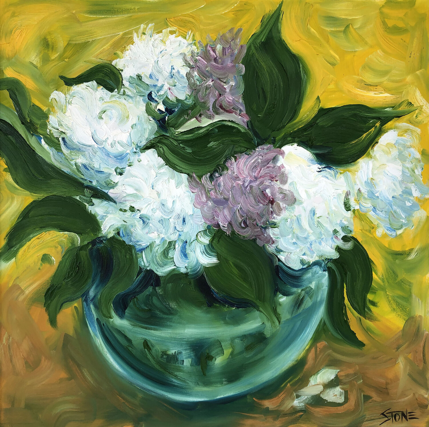 Peonies in a Vase Bill Stone Original painting for sale