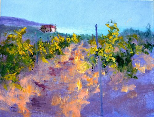 The Solar Pulse: Vineyard Gold by Elena Lukina, Painting for Sale on Select