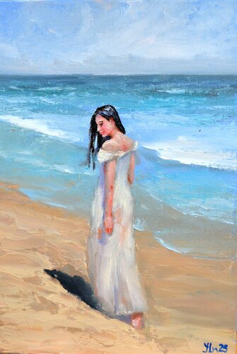 In solitude by the sea by Elena Lukina, Painting for Sale on Select