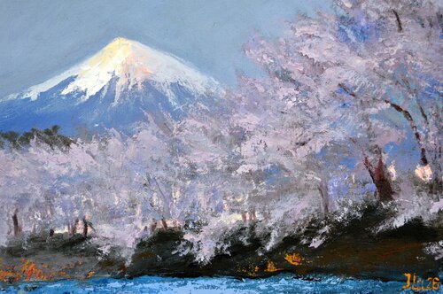 Purple Twilight over Fuji by Elena Lukina, Painting for Sale on Select