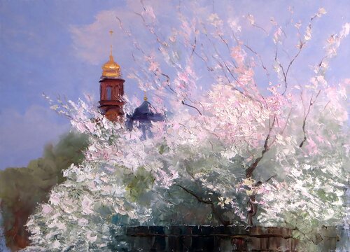 Blooming garden by Elena Lukina, Painting for Sale on Select