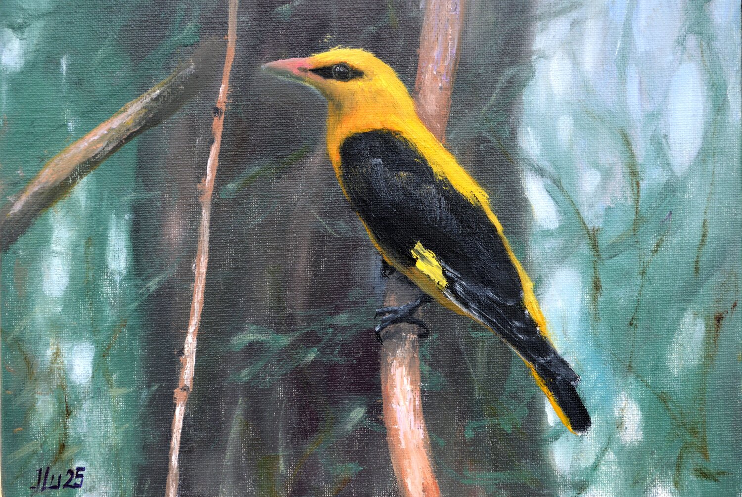 Bird in the forest Elena Lukina Original painting for sale