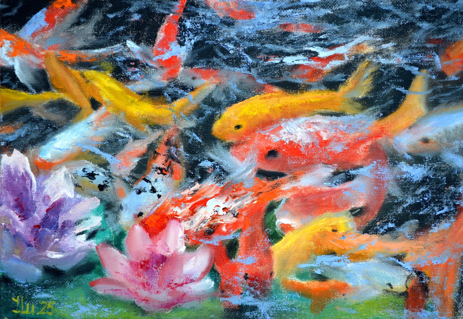A Koi Paradise: The Rhythm of Life (2025) Elena Lukina Original painting for sale