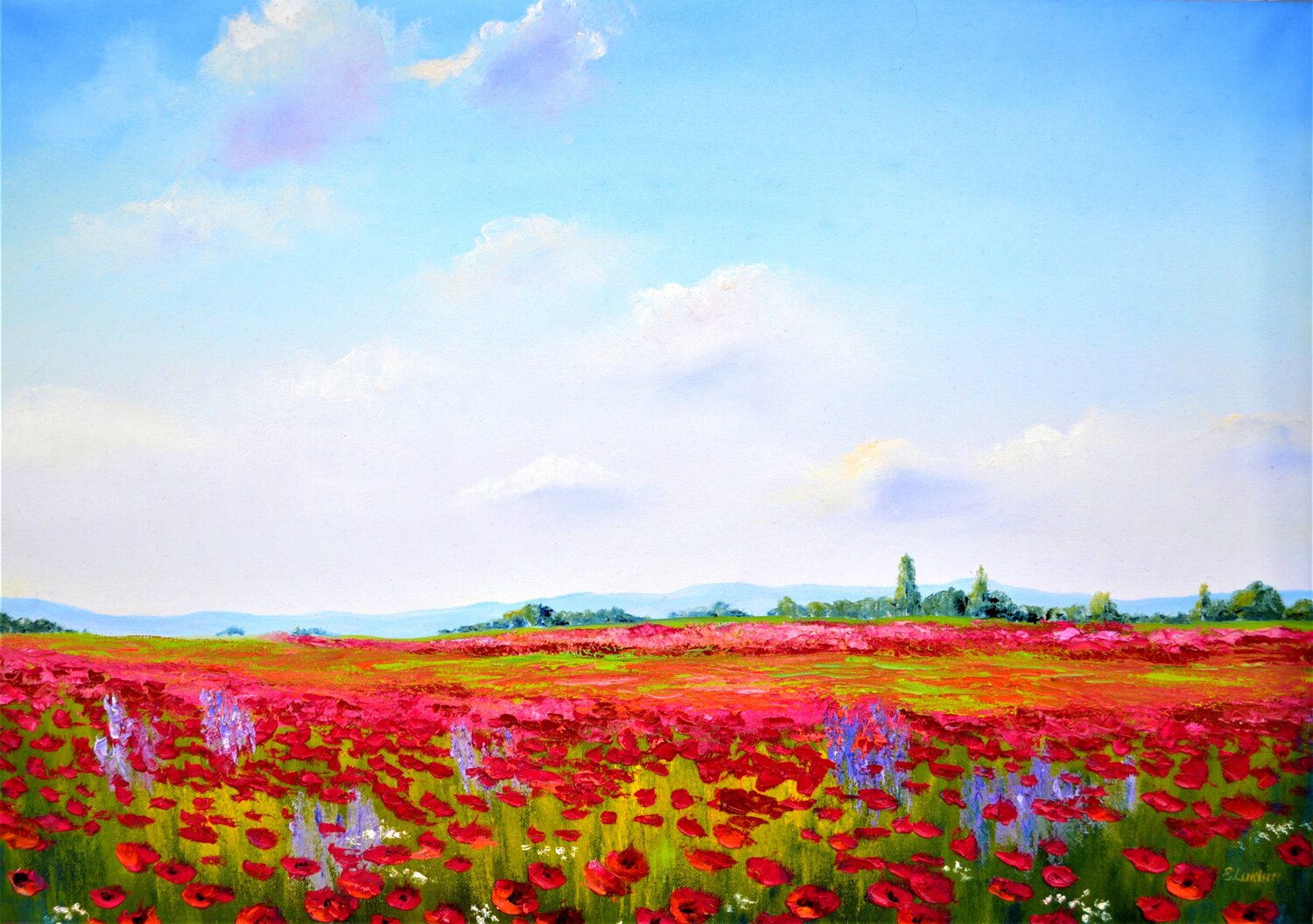 Impasto Poppies Elena Lukina Original painting for sale