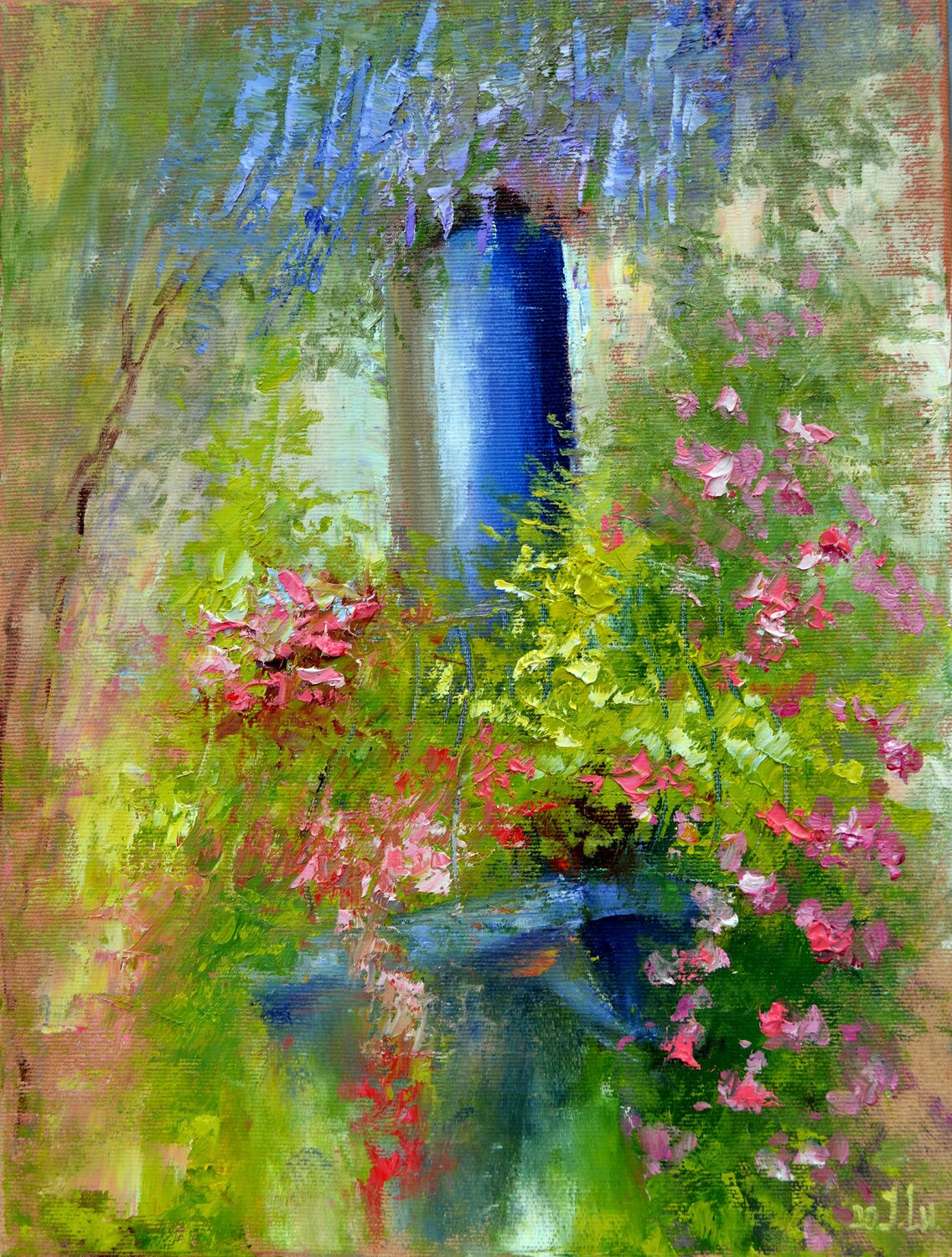 Blooming balcony Elena Lukina Original painting for sale