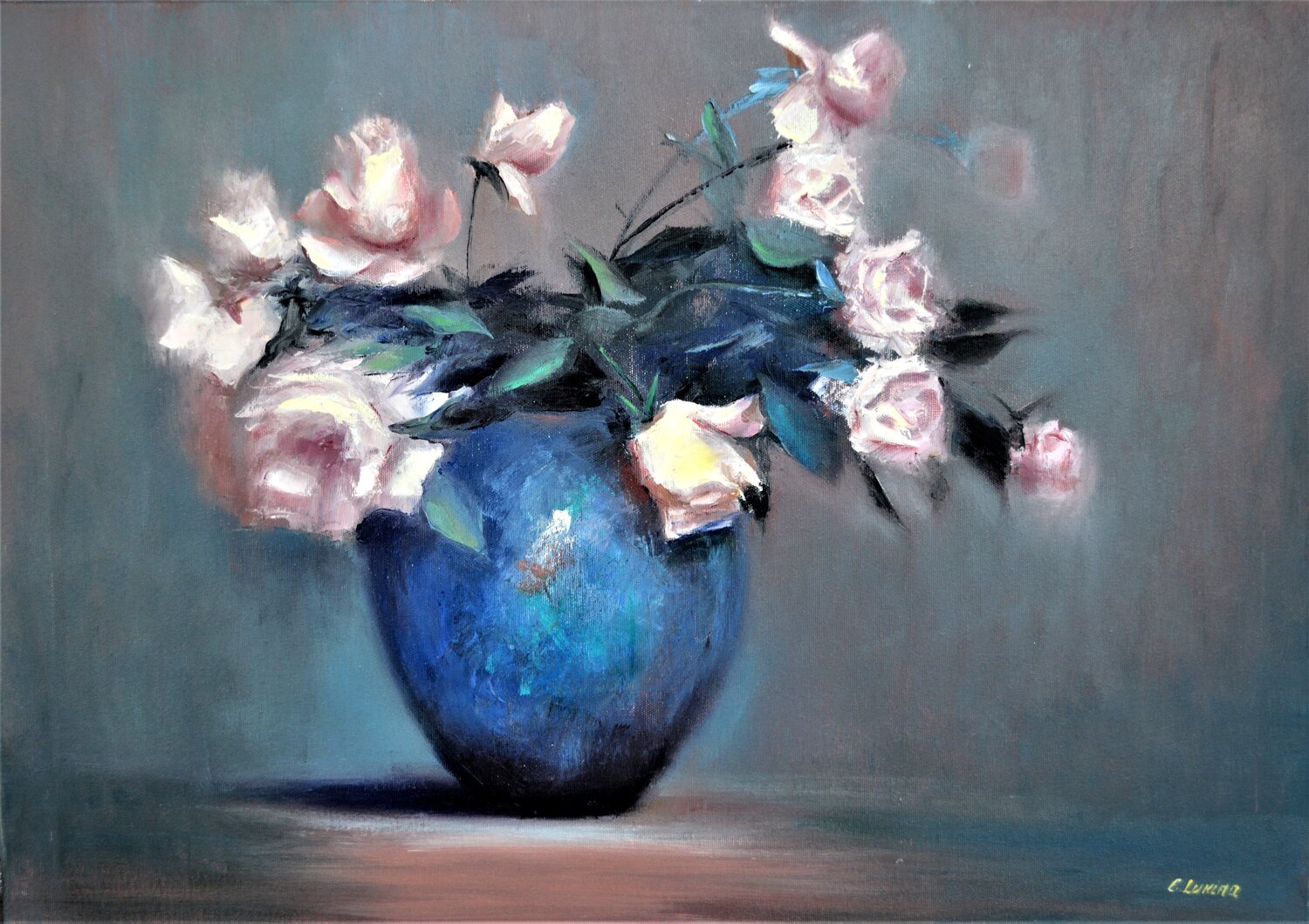 The Quiet Resonance of Roses Elena Lukina Original painting for sale