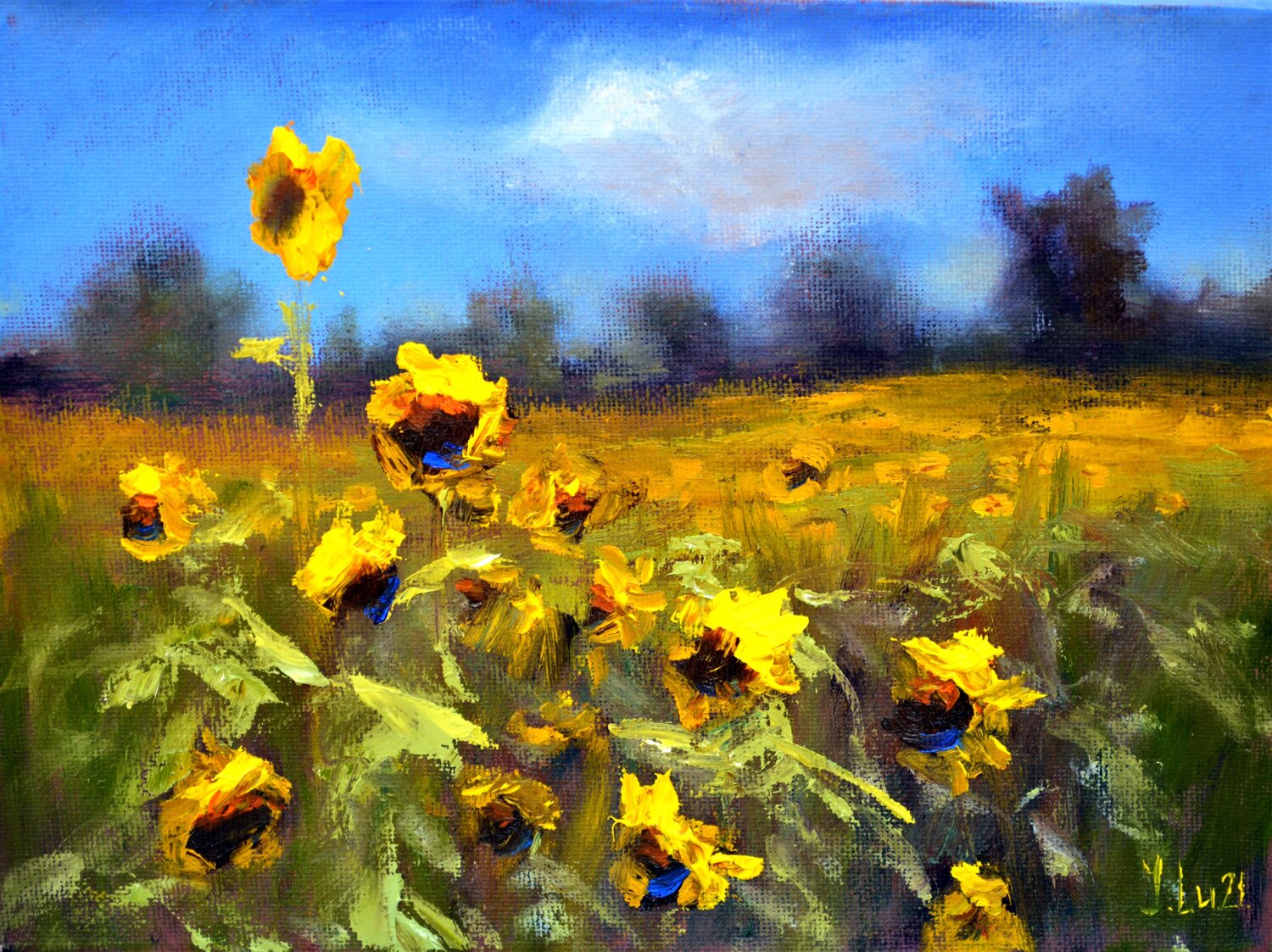 Solar Echoes: Miniature II Elena Lukina Original painting for sale