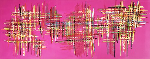 Unfinished Business 2 Pink | Woven paint artwork by Julee Latimer, Painting for Sale on Select