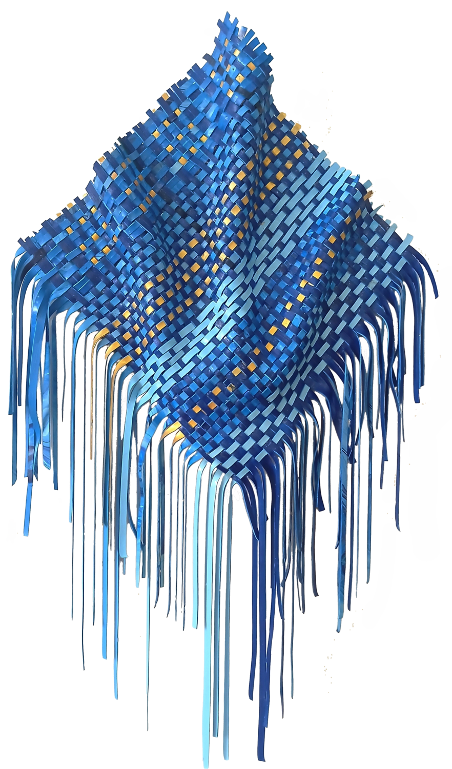Spill 1 Blue | Sculptural woven paint artwork Julee Latimer Original painting for sale