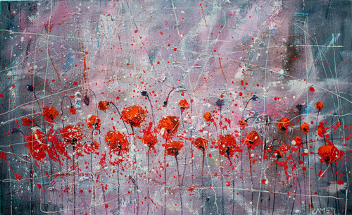 Poppies at Dusk 4 by Kamen Trifonov, Painting for Sale on Select