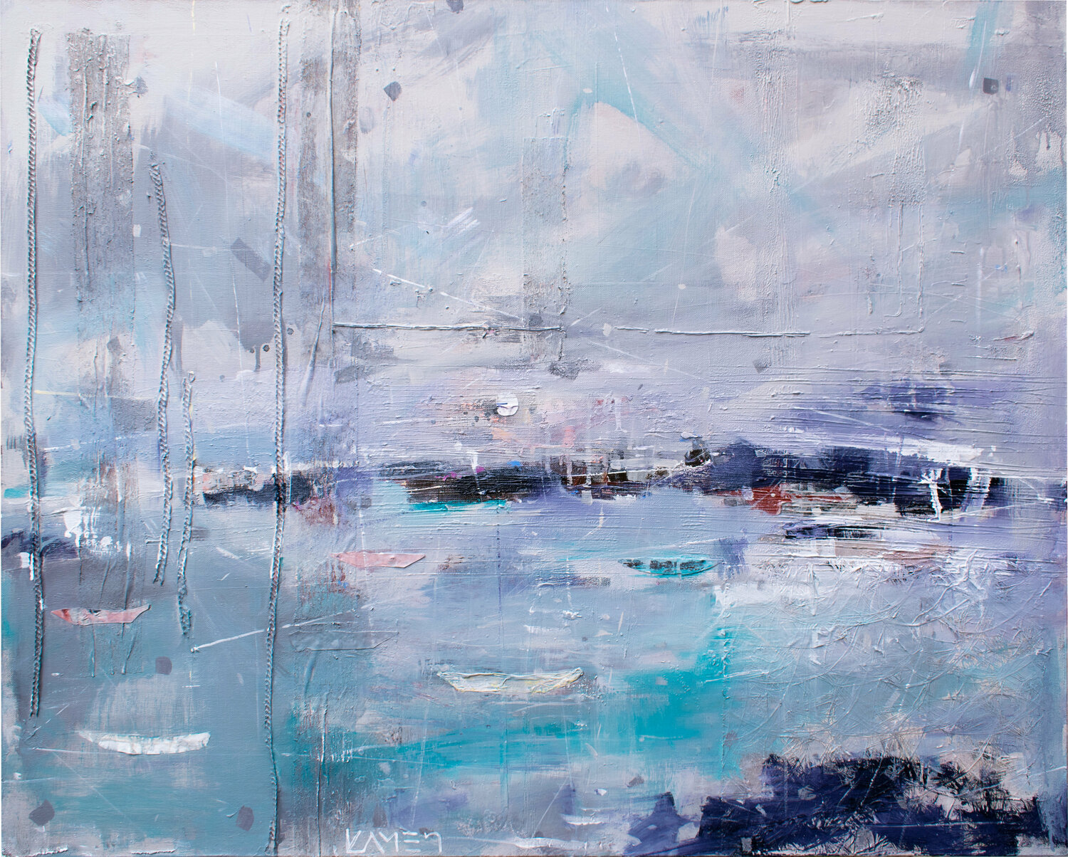 September, Boats Under The Moon Kamen Trifonov Original painting for sale