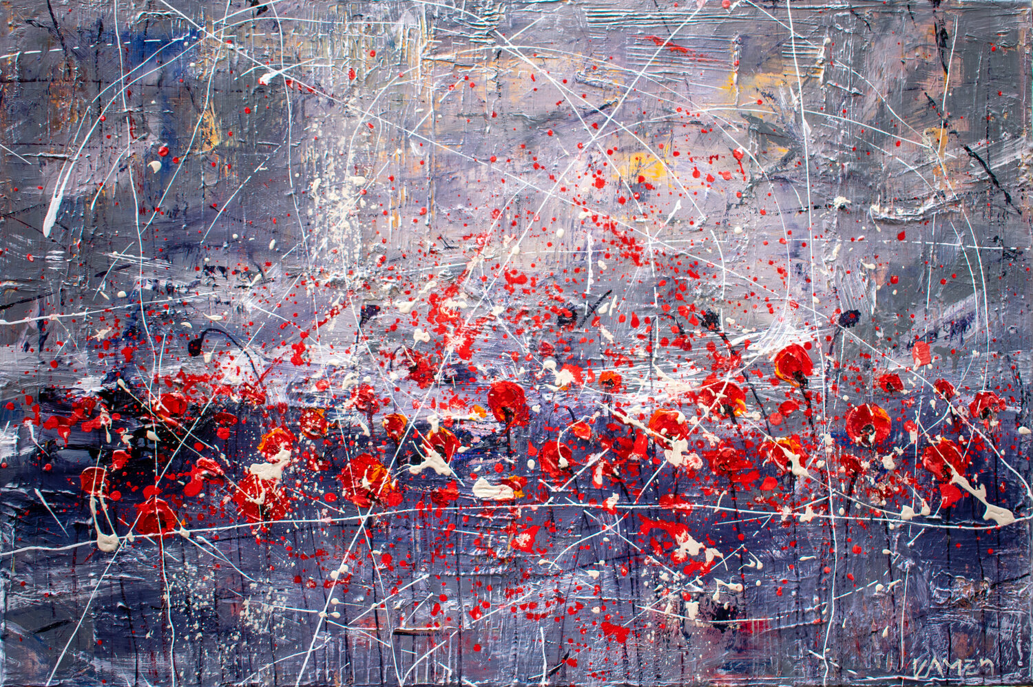 Poppies at Dusk 3 Kamen Trifonov Original painting for sale