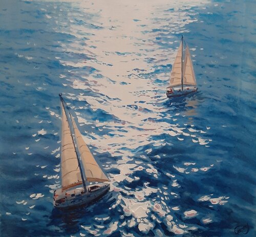 Seascape with sailboats 34 by Garry Arzumanyan, Painting for Sale on Select