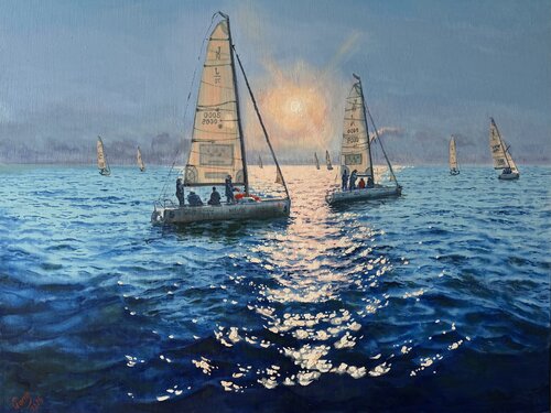 Seascape with sailboats 50 by Garry Arzumanyan, Painting for Sale on Select
