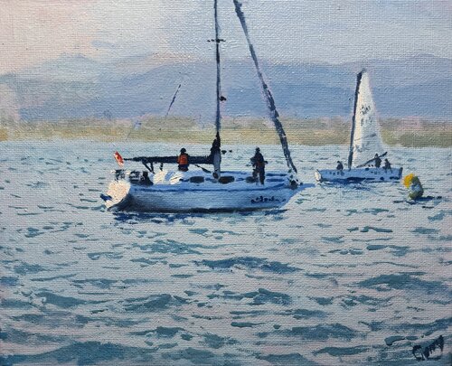Seascape with sailboats 52 by Garry Arzumanyan, Painting for Sale on Select