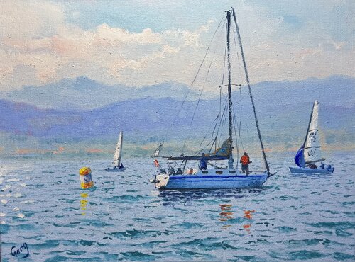 Seascape with sailboats 53 by Garry Arzumanyan, Painting for Sale on Select