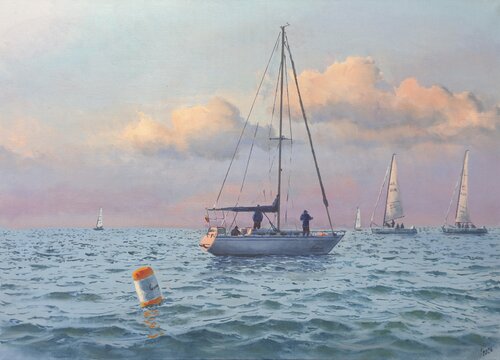 Seascape with Sailboats 56 by Garry Arzumanyan, Painting for Sale on Select