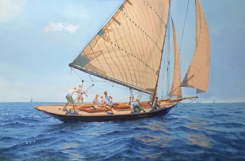 Seascape with Sailboats 57 by Garry Arzumanyan, Painting for Sale on Select