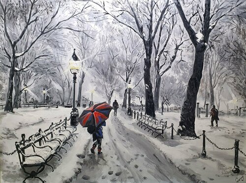 Winter landscape 04. New York. by Garry Arzumanyan, Painting for Sale on Select