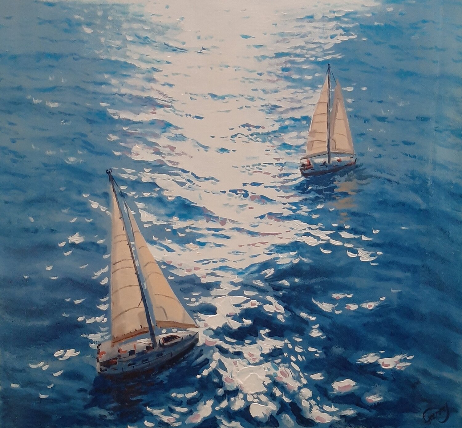 Seascape with sailboats 34 Garry Arzumanyan Original painting for sale