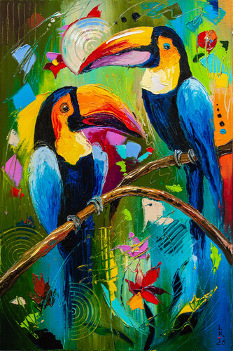 Happy Toucans von Liubov Kuptsova, Malerei kaufen auf Select