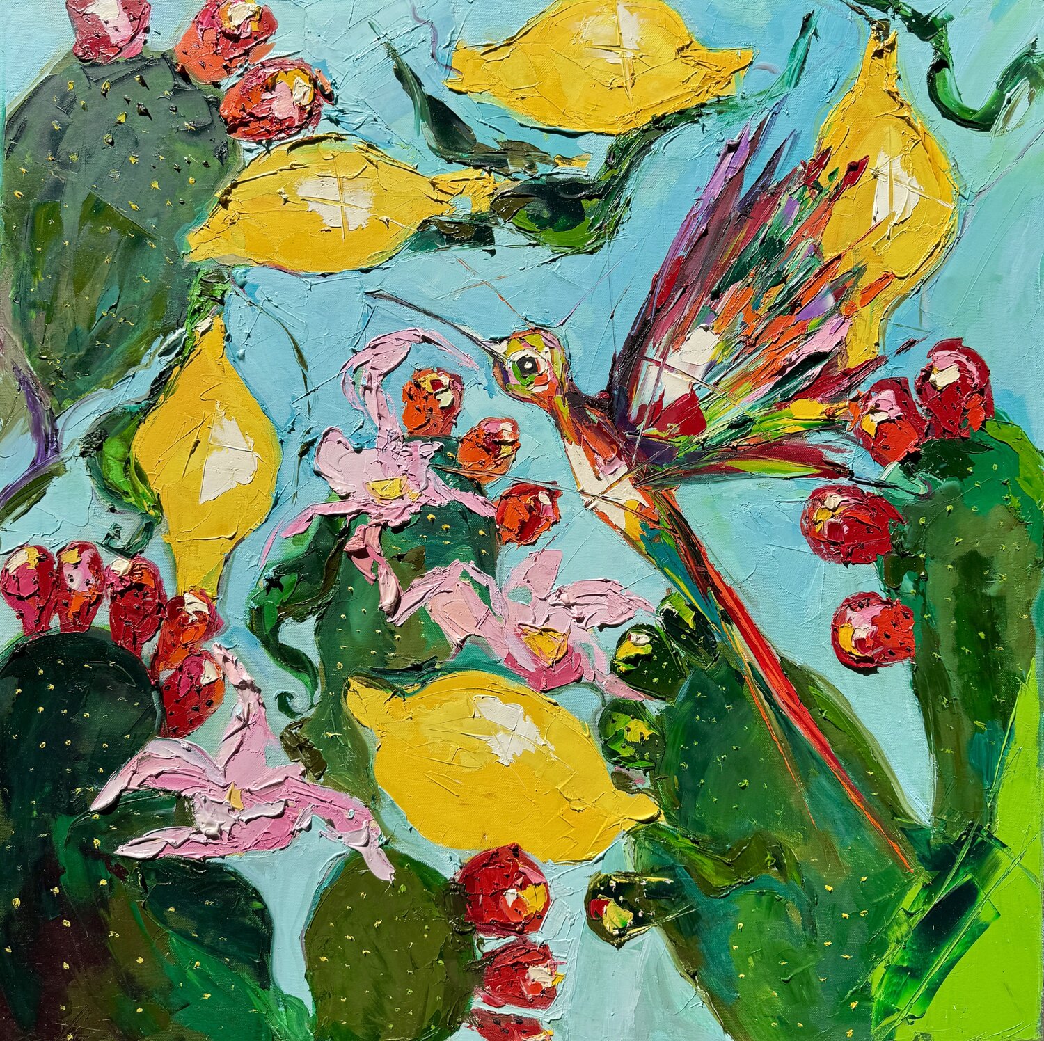 Song of the Cactus Flower Lina Redford Original painting for sale