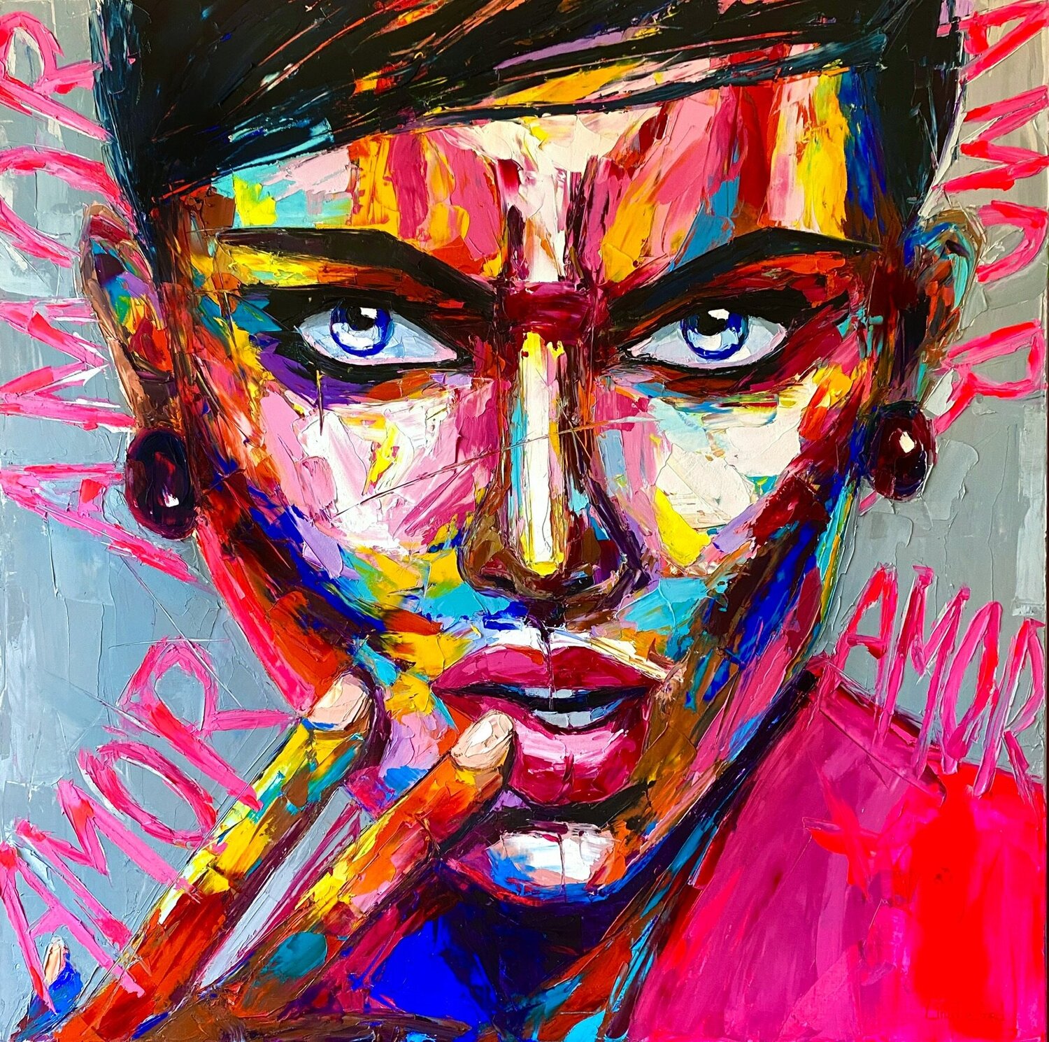 “AMOR Or Nothing Concrete” Lina Redford Original painting for sale