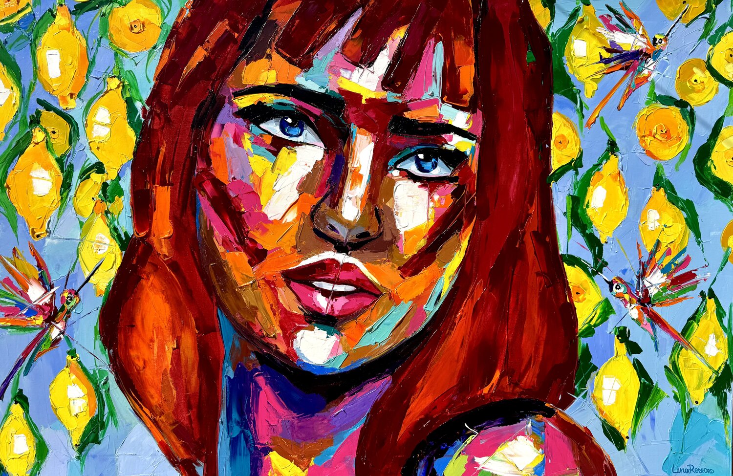 Fantasy of the Flame Lina Redford Original painting for sale
