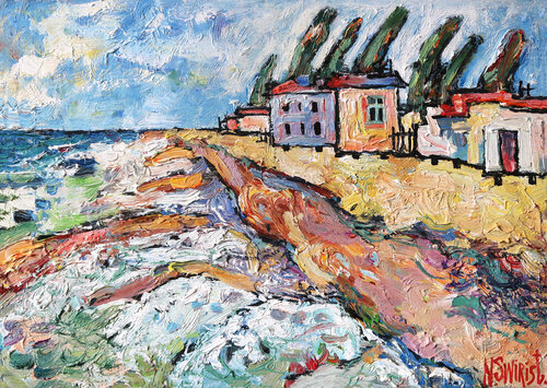 “Windy Day and the Sea” by Nicolai Ostapenco (N.Swiristuhi), Painting for Sale on Select