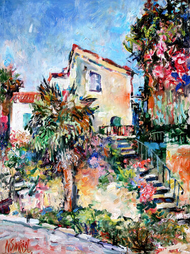Antibes and a Palm by Nicolai Ostapenco (N.Swiristuhi), Painting for Sale on Select