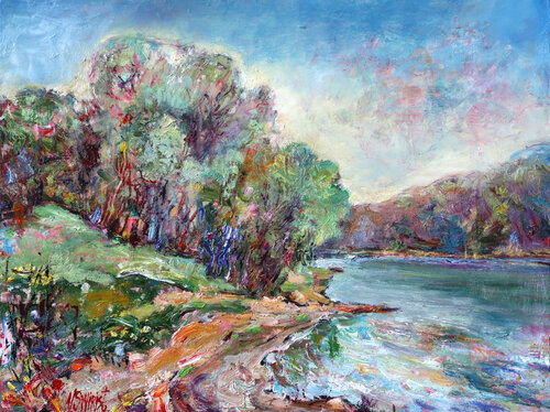 “Spring Shore” by Nicolai Ostapenco (N.Swiristuhi), Painting for Sale on Select