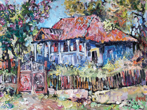 A Village House and Spring by Nicolai Ostapenco (N.Swiristuhi), Painting for Sale on Select